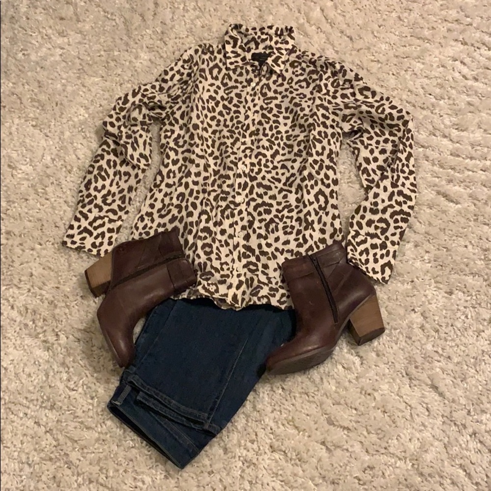 J.Crew Perfect Fit Button Up In Leopard Print - image 4